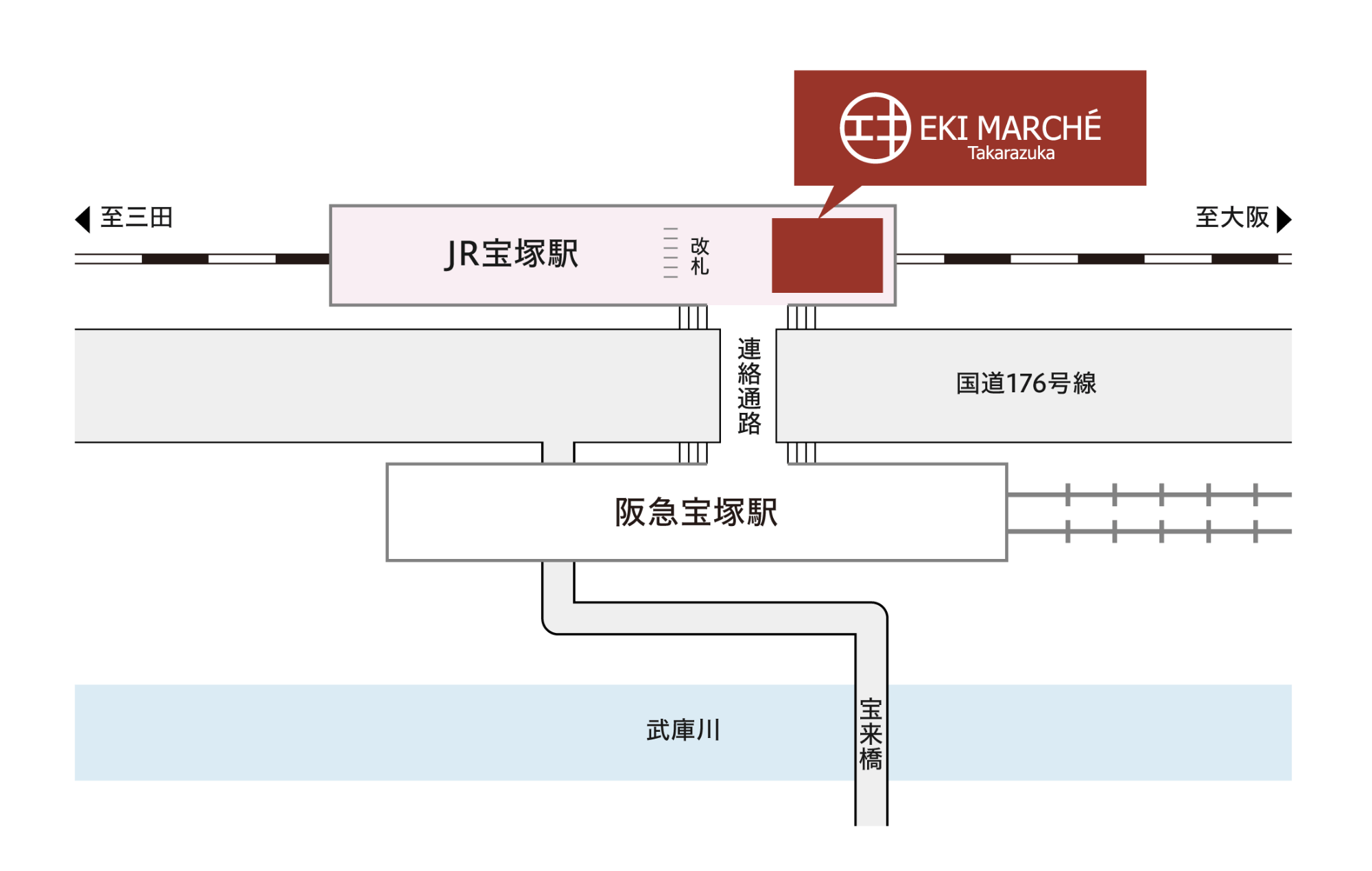 Mapa del eki marche Takarazuko